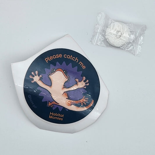 Crested Gecko Joke Sticker- "please catch me" - Drawn by Laura - Artist Series