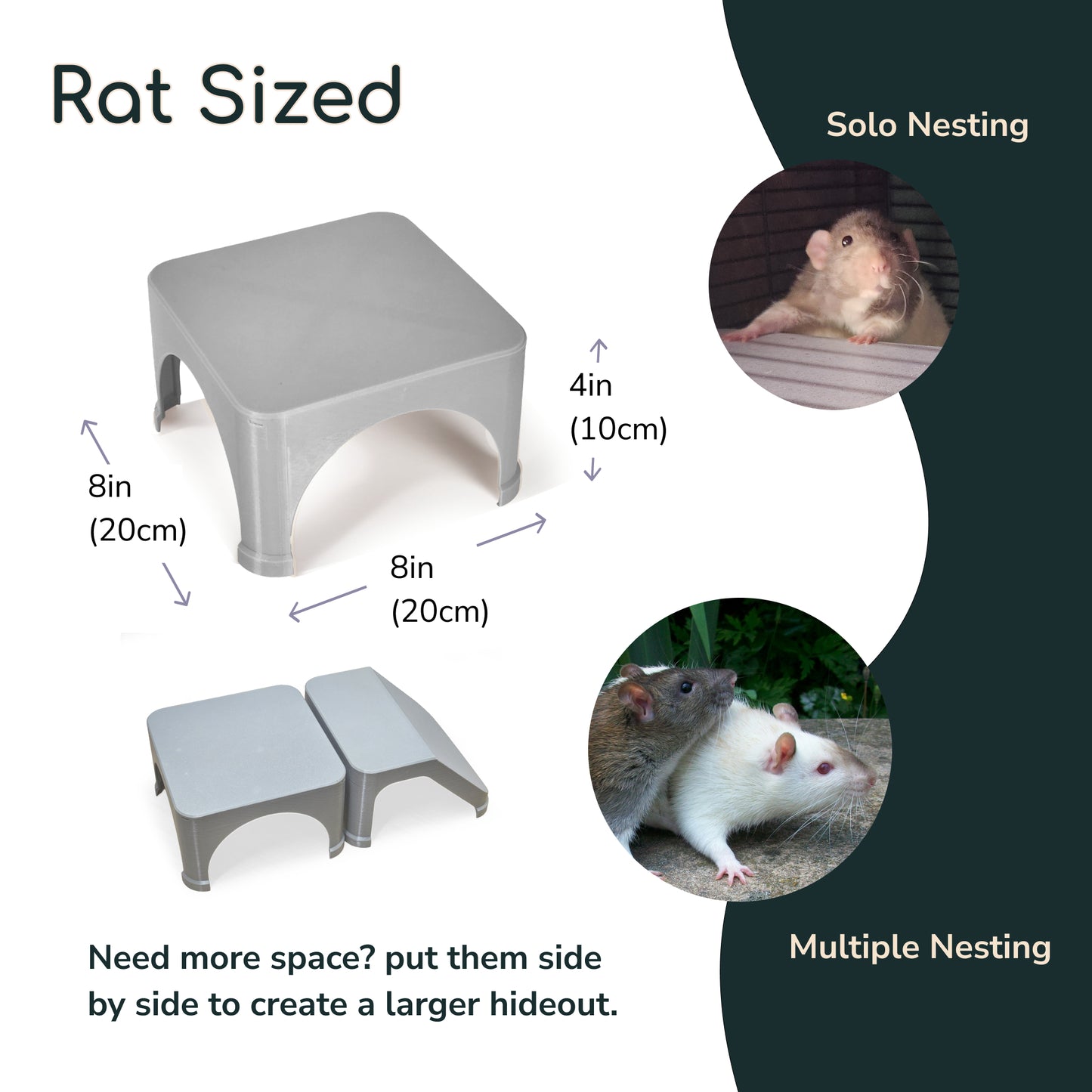 Stackable Rat Hide - Fits 2-3 adult Rats